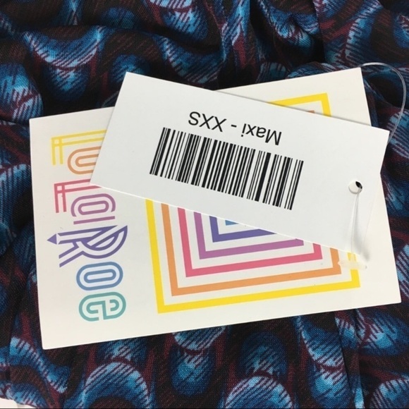 LULAROE Maxi Skirt Retro Mod Geo 60s 70s Disco Burgundy Blue Black Size XXS NWT - Picture 6 of 11